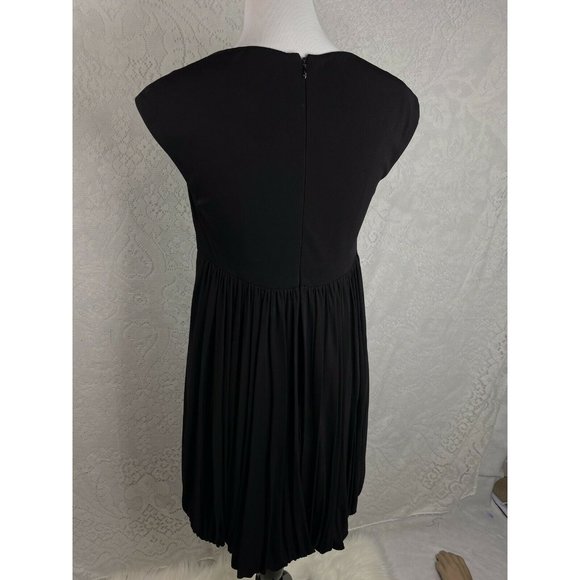 Badgley Mischka Black Empire Cocktail Stretch Bubble Hem Dress.Cap Sleeve Sz 6 - Picture 8 of 10